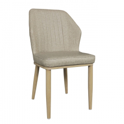 DELUX Καρέκλα Μέταλλο Βαφή Φυσικό, Linen PU Μπέζ  49x51x89cm