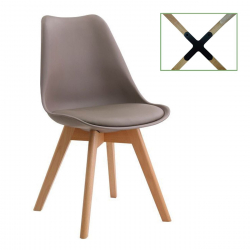 MARTIN Καρέκλα Metal Cross, Ξύλο PP Sand Beige, Μονταρισμένη Ταπετσαρία  49x56x82cm