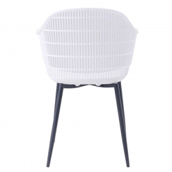 BERRY Πολυθρόνα Μέταλλο Βαφή Μαύρο, PP-UV Άσπρο  58x58x85cm