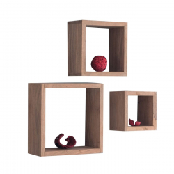 TRIO Set - 3 Ράφια Ξύλο Ακακία Φυσικό  25x25x10/20x20x10/15x15x10cm