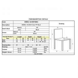 BLEND Καρέκλα Τραπεζαρίας Κουζίνας - PP Μαύρο  50x58x85cm