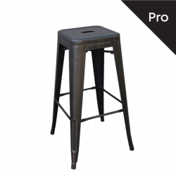 RELIX Σκαμπό Bar-Pro, Στοιβαζόμενο, Μέταλλο Βαφή Antique Black  43x43 H.76cm