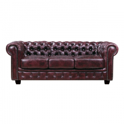 CHESTERFIELD Birmingham Καναπές 3Θέσιος Σαλονιού Καθιστικού, Δέρμα Antique Red  201x92x74cm