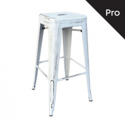 RELIX Σκαμπό Bar-Pro, Στοιβαζόμενο, Μέταλλο Βαφή Antique White  43x43 H.76cm