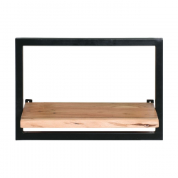 LIZARD Frame Ράφι Μέταλλο Βαφή Μαύρο, Ξύλο Ακακία Φυσικό  50x25x35cm