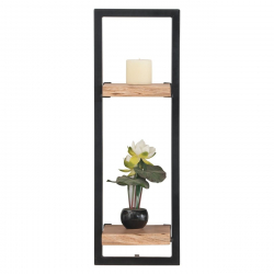 LIZARD Frame Ράφι Μέταλλο Βαφή Μαύρο, Ξύλο Ακακία Φυσικό  20x25x75cm