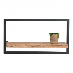 LIZARD Frame Ράφι Μέταλλο Βαφή Μαύρο, Ξύλο Ακακία Φυσικό  65x25x35cm