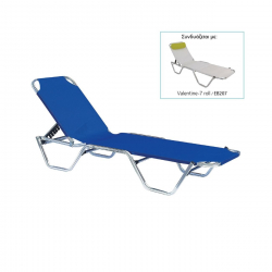 CRETA Ξαπλώστρα Αλουμινίου Textilene Μπλέ, Στοιβαζόμενη  60x197x30cm Προφίλ 25x25x1,5mm