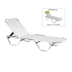 CRETA Ξαπλώστρα Αλουμινίου Textilene Άσπρο, Στοιβαζόμενη  60x197x30cm Προφίλ 25x25x1,5mm