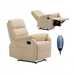 COMFORT Massage Πολυθρόνα Relax, Σαλονιού - Καθιστικού, PU Μπεζ  74x90x98cm