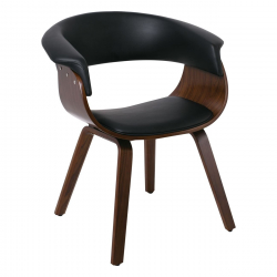 HERMAN Πολυθρόνα Καρυδί - Pu Μαύρο  68x56x77cm