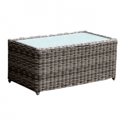 ARIZONA Τραπεζάκι Σαλονιού Κήπου ALU, Wicker Grey Brown, Γυαλί Tempered 5mm  100x50 H.45cm