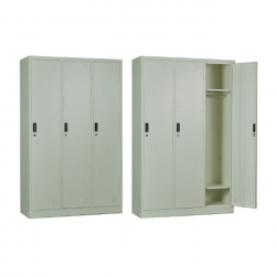 LOCKER 3 Θέσεων Ερμάριο - Ανά θέση: 3 Ράφια, Θέσεις για Κρεμάστρες, Μέταλλο Βαφή Άσπρο  115x45x185cm