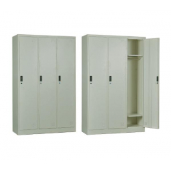 LOCKER 3 Θέσεων Ερμάριο - Ανά θέση: 3 Ράφια, Θέσεις για Κρεμάστρες, Μέταλλο Βαφή Άσπρο  115x45x185cm