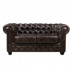 CHESTERFIELD Birmingham Καναπές 2Θέσιος Σαλονιού Καθιστικού,Δέρμα Απόχρωση Καφέ  155x91x74cm