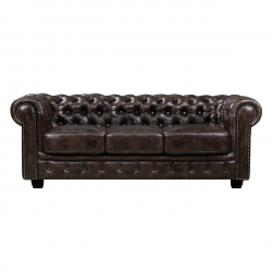 CHESTERFIELD Birmingham Καναπές 3Θέσιος Σαλονιού Καθιστικού,Δέρμα Απόχρωση Καφέ  201x92x74cm