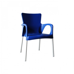LARA Πολυθρόνα Pro Dining Στοιβαζόμενη, ALU Silver, PP - UV Protection Απόχρωση Μπλε  60x52x85cm