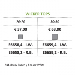 WICKER TOP 70X70cm ALU/WICKER ICE WHITE