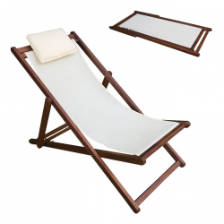 Σαιζ-Λόνγκ - Ξαπλώστρα 3 Θέσεων Acacia - Ύφασμα Εκρού Water Repellent  58x104x72cm