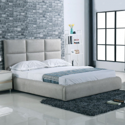 MAXIM Κρεβάτι Διπλό, για Στρώμα 160x200cm, Ύφασμα Απόχρωση Ανοιχτό Γκρι  183x220x121cm