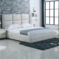 MAXIM Κρεβάτι Διπλό, για Στρώμα 160x200cm, Ύφασμα Απόχρωση Ανοιχτό Γκρι  183x220x121cm