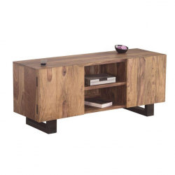 NELSON 'Επιπλο TV Μέταλλο Βαφή Μαύρο, Ξύλο Ακακία Φυσικό  130x43x55cm