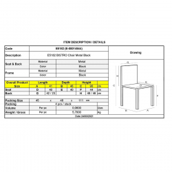 BISTRO Καρέκλα Μέταλλο Βαφή Μαύρο  41x48x90cm