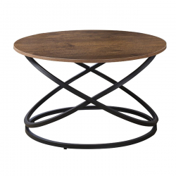 TORRE Τραπεζάκι Σαλονιού- Καθιστικού, Μέταλλο Βαφή Μαύρο, Απόχρωση Σκούρο Καρυδί  Φ79x46cm