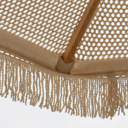 ΟΜΠΡΕΛΑ Ξύλινη Φ200cm, Πλεκτό Μακραμέ Μπεζ  Φ200cm (Pole Φ40mm)