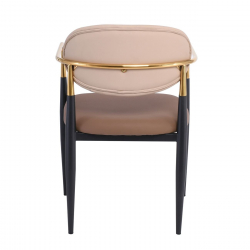 OLIVE Πολυθρόνα Μέταλλο Βαφή Μαύρο-Gold, Pu Μπεζ-Cappuccino  53x53x80cm