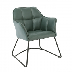 POLLY Πολυθρόνα Μέταλλο Βαφή Μαύρο, Ύφασμα Suede Olive Green  67x64x82cm