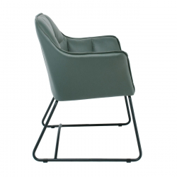 POLLY Πολυθρόνα Μέταλλο Βαφή Μαύρο, Ύφασμα Suede Olive Green  67x64x82cm