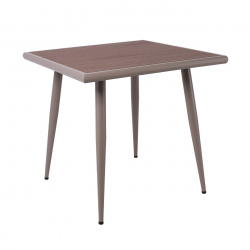 SERRANO Set Κήπου: Τραπέζι + 4 Πολυθρόνες, Μέταλλο Βαφή Sand Beige, Polywood Καρυδί  Table:80x80x74 Chair:56x64x88