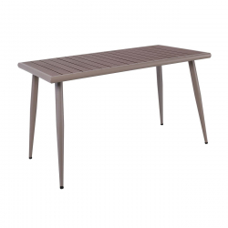 SERRANO Set Κήπου: Τραπέζι + 6 Πολυθρόνες, Μέταλλο Βαφή Sand Beige, Polywood Καρυδί  Table:130x70x75 Chair:56x64x88