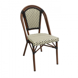 PARIS Καρέκλα Bistro Αλουμίνιο Καρυδί, Wicker Μπεζ - Καφέ, Στοιβαζόμενη  46x54x88cm