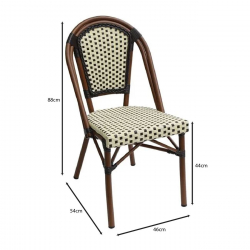 PARIS Καρέκλα Bistro Αλουμίνιο Καρυδί, Wicker Μπεζ - Καφέ, Στοιβαζόμενη  46x54x88cm