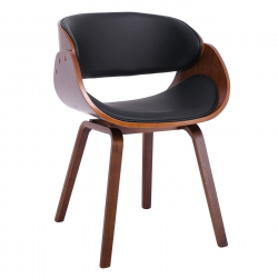 JOY-W Πολυθρόνα Τραπεζαρίας Καρυδί, Pu Μαύρο  57x55x80cm
