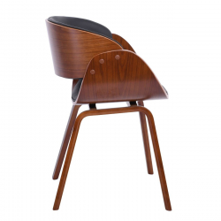 JOY-W Πολυθρόνα Τραπεζαρίας Καρυδί, Pu Μαύρο  57x55x80cm
