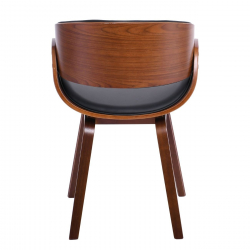 JOY-W Πολυθρόνα Τραπεζαρίας Καρυδί, Pu Μαύρο  57x55x80cm