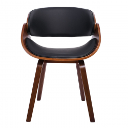 JOY-W Πολυθρόνα Τραπεζαρίας Καρυδί, Pu Μαύρο  57x55x80cm