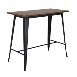 RELIX Wood Dark Oak Τραπέζι Bar-Pro, Μέταλλο Βαφή Μαύρο  120x60x102cm