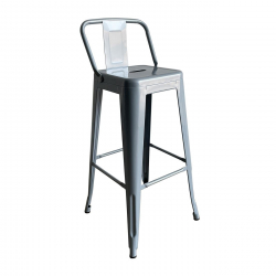 RELIX Σκαμπό Bar με Πλάτη, Μέταλλο Βαφή Γκρι  44x44x76/97cm