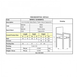 LILA Πολυθρόνα Μέταλλο Βαφή Μαύρο, Ύφασμα Velure Απόχρωση Cappuccino  56x60x81cm