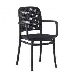 FLORENCE Πολυθρόνα PP Μαύρο, PP Rattan Μαύρο, Στοιβαζόμενη  54x54x84cm