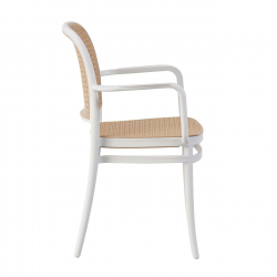 FLORENCE Πολυθρόνα PP Άσπρο, PP Rattan Μπεζ, Στοιβαζόμενη  54x54x84cm