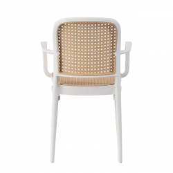 FLORENCE Πολυθρόνα PP Άσπρο, PP Rattan Μπεζ, Στοιβαζόμενη  54x54x84cm