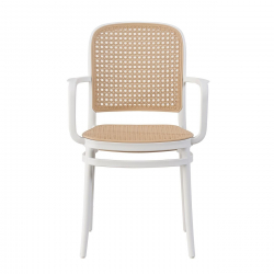 FLORENCE Πολυθρόνα PP Άσπρο, PP Rattan Μπεζ, Στοιβαζόμενη  54x54x84cm