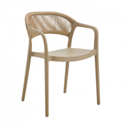 DONNA Πολυθρόνα Στοιβαζόμενη, PP-UV Tortora, Rope Wicker Φυσικό  57x55x79cm