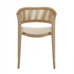 DONNA Πολυθρόνα Στοιβαζόμενη, PP-UV Tortora, Rope Wicker Φυσικό  57x55x79cm