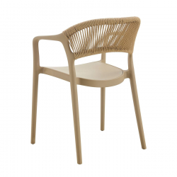 DONNA Πολυθρόνα Στοιβαζόμενη, PP-UV Tortora, Rope Wicker Φυσικό  57x55x79cm